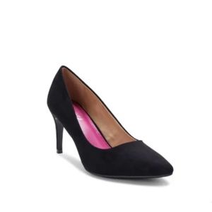 Scoop NYC Black Faux Suede Point Toe Pumps Heels Shoes 8